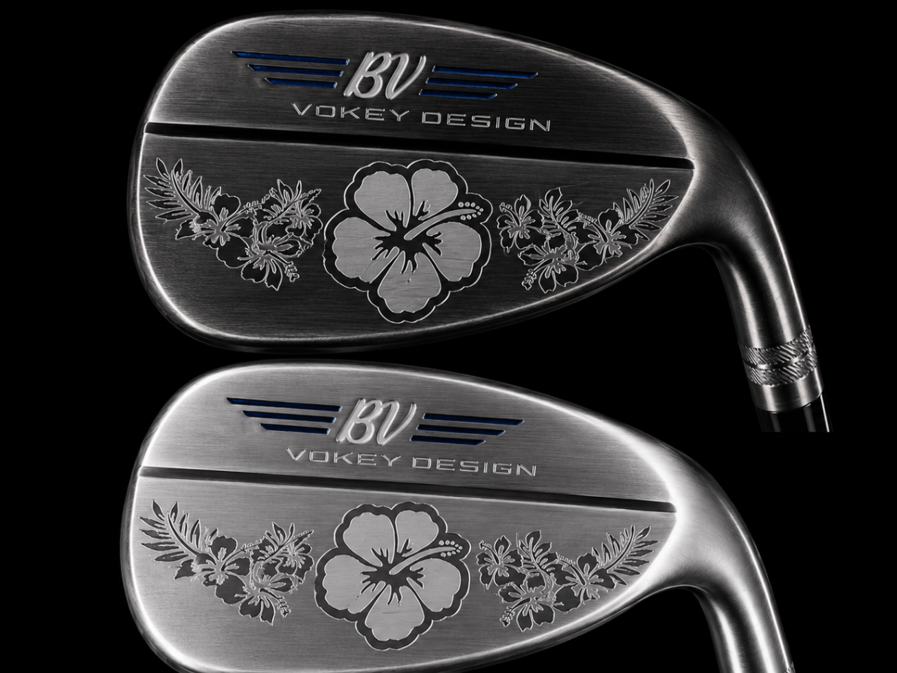 Aloha engraving pattern on a golf wedge