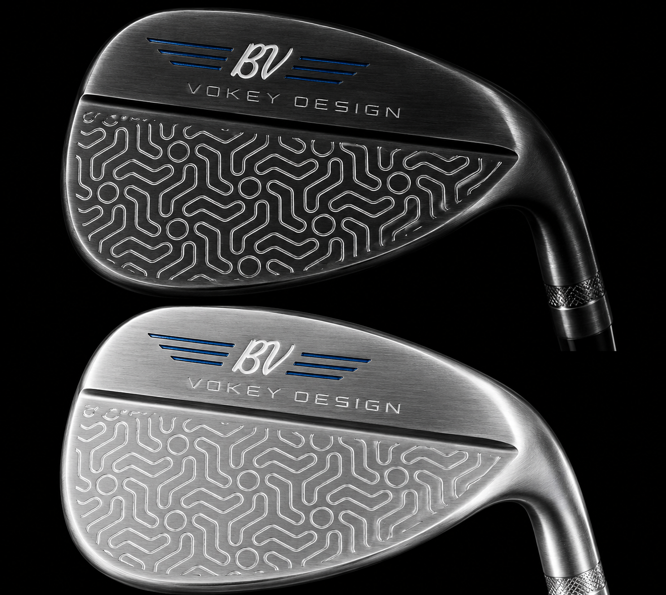 Modern Sun engraving on a forged golf wedge